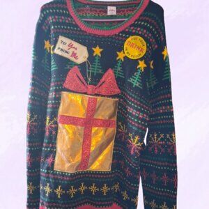 Holiday Time To: you From: Me put your drink in my pouch ugly Christmas sweater